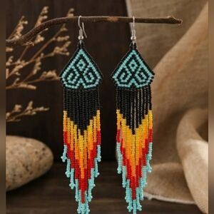 Native American Themed Beaded Earrings